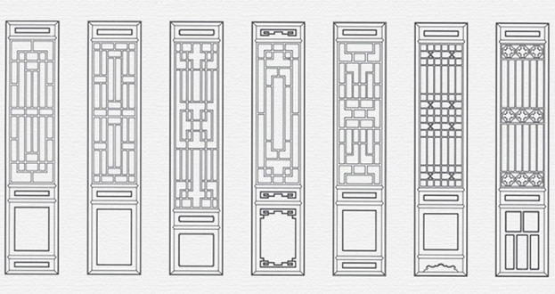 阜沙镇常用中式仿古花窗图案隔断设计图